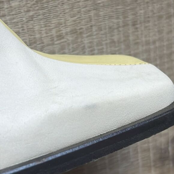 New Free People Twice As Nice Ankle Boots Vintage Retro Yellow & White US 8 - Picture 10 of 11